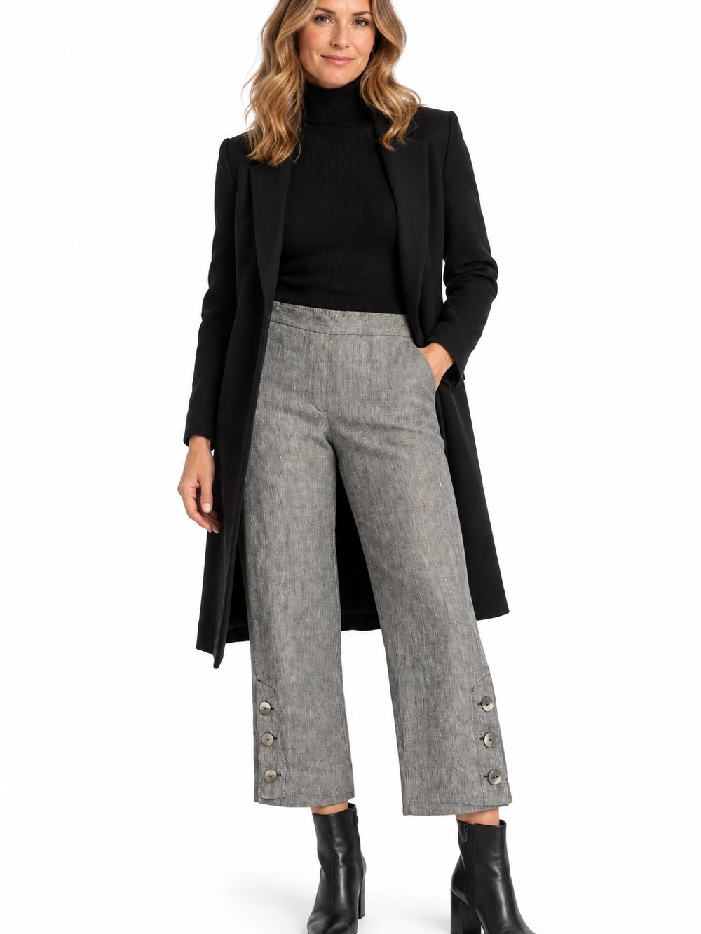 Chico’s Gray 100% Linen Cropped Wide Leg Pants Size 10